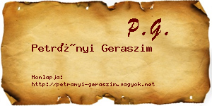 Petrányi Geraszim névjegykártya